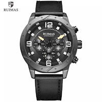 Reloj Hombre Ruimas Acero Negro y Cuero Negro RUI-4
